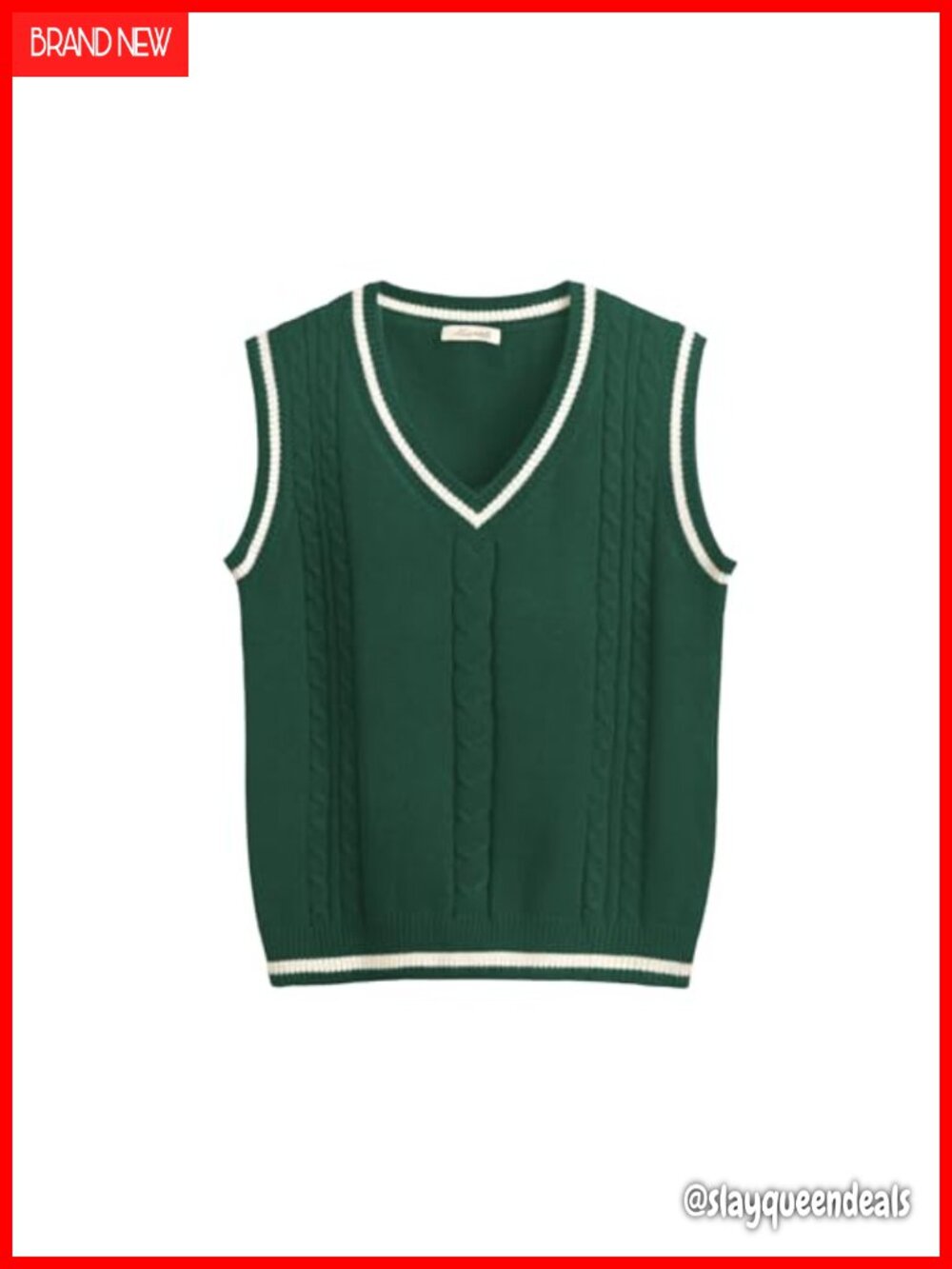 Sleeveless V Neck Argyle Plaid Sweater Vest Preppy Loose Knitted Tank Top